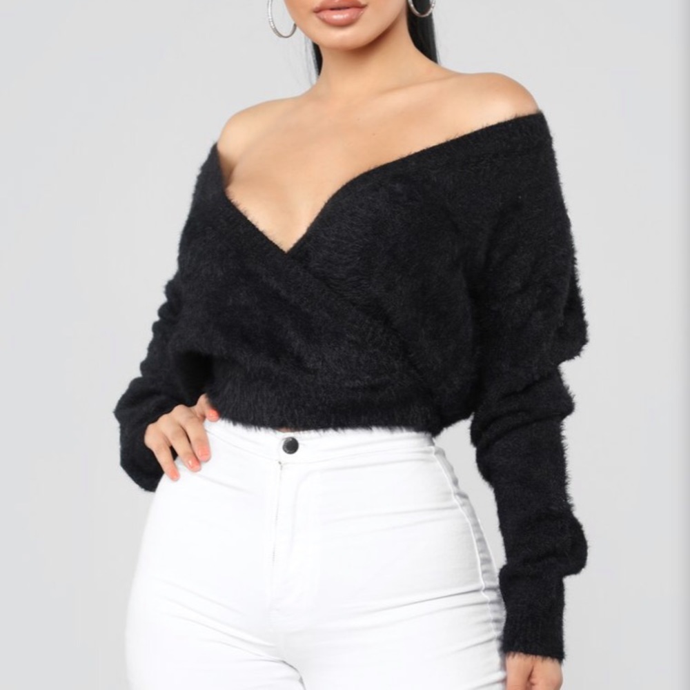Black fuzzy sweater
